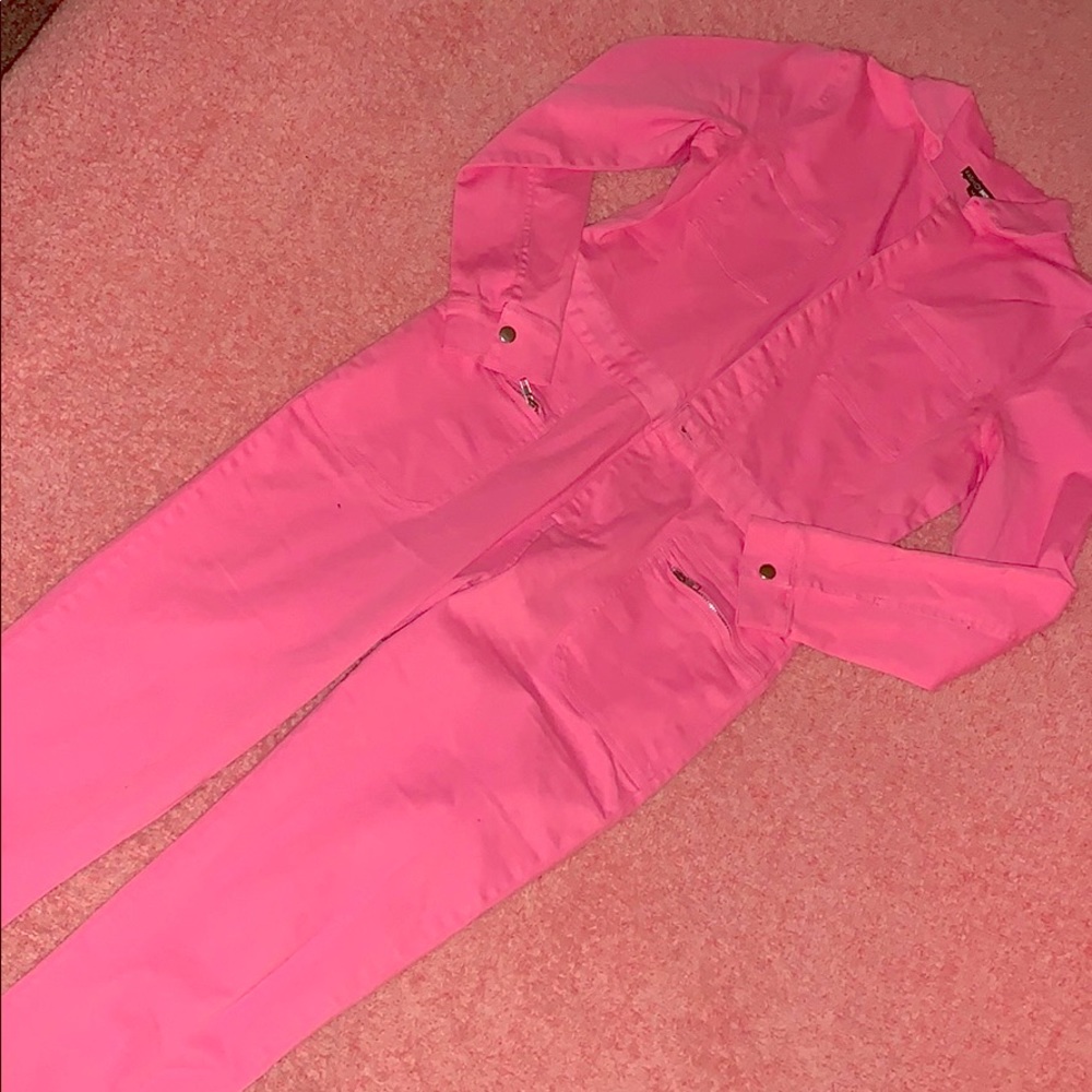 Pink Cargo Jumpsuit